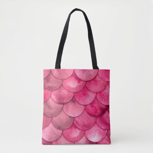 Waterverf Magic Mermaid Bright Pink Color Scales Tote Bag (Voorkant)