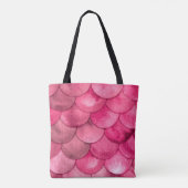 Waterverf Magic Mermaid Bright Pink Color Scales Tote Bag (Achterkant)