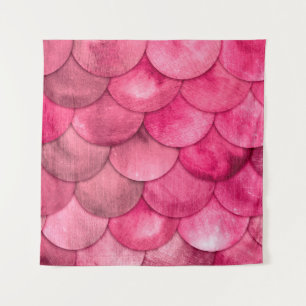 Waterverf Magic Mermaid Bright Pink Color Scales Wandkleed