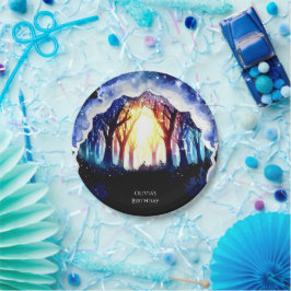 Waterverf Magic Woodland Verjaardag Papieren Bordje