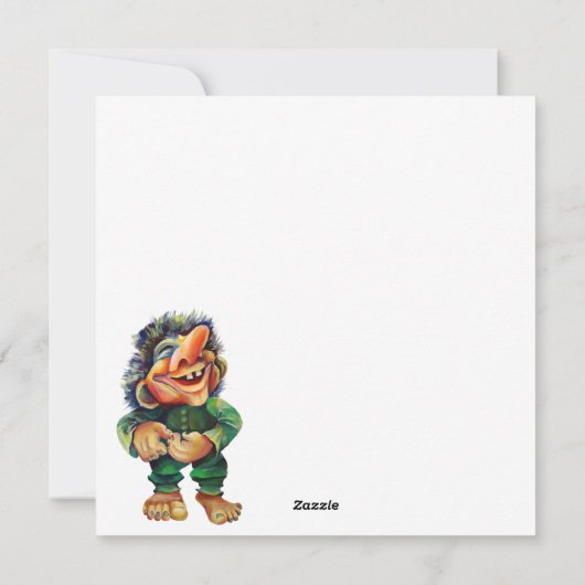 Waterverf Magical Funny Whimsical Troll Feestdagenkaart (Achterkant)