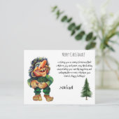 Waterverf Magical Funny Whimsical Troll Feestdagenkaart (Staand voorkant)