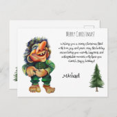 Waterverf Magical Funny Whimsical Troll Feestdagenkaart (Voorkant / Achterkant)