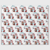 Waterverf Magical Santa Claus Smiling Rudolph Cadeaupapier (Vlak)