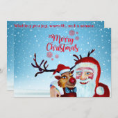 Waterverf Magical Santa Claus Smiling Rudolph Feestdagenkaart (Voorkant / Achterkant)