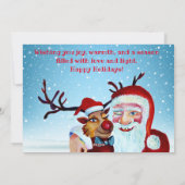 Waterverf Magical Santa Claus Smiling Rudolph Feestdagenkaart (Achterkant)