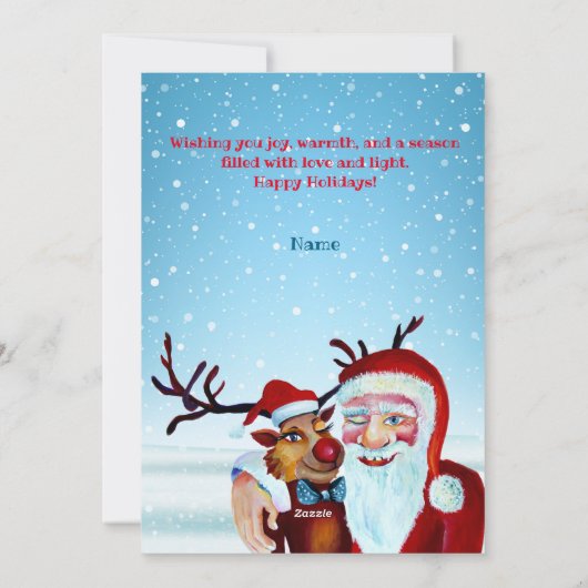 Waterverf Magical Santa Claus Smiling Rudolph Feestdagenkaart (Achterkant)