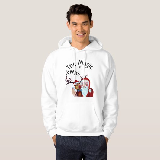 Waterverf Magical Santa Claus Smiling Rudolph Hoodie (Voorkant volledig)
