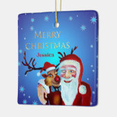 Waterverf Magical Santa Claus Smiling Rudolph Keramisch Ornament (Links)