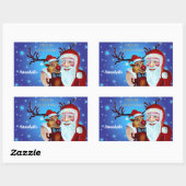Waterverf Magical Santa Claus Smiling Rudolph Rechthoekige Sticker (Vel)