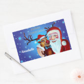 Waterverf Magical Santa Claus Smiling Rudolph Rechthoekige Sticker (Envelop)