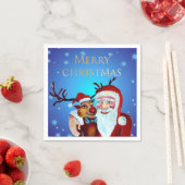 Waterverf Magical Santa Claus Smiling Rudolph Servet (Insitu)