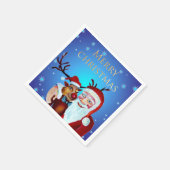 Waterverf Magical Santa Claus Smiling Rudolph Servet (Hoek)