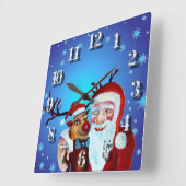 Waterverf Magical Santa Claus Smiling Rudolph Vierkante Klok (Hoek)