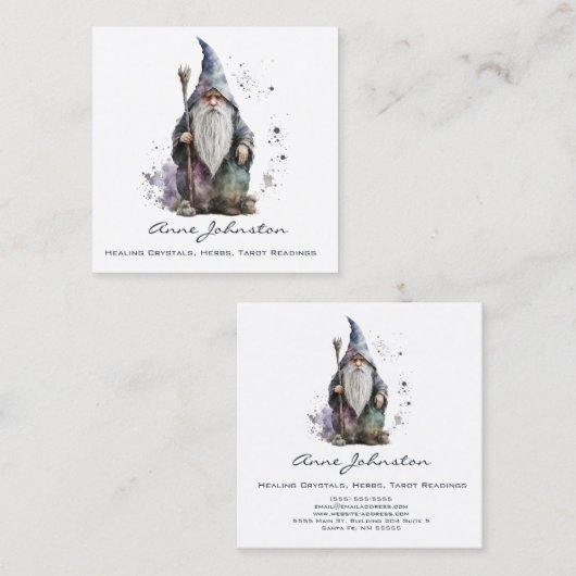 Waterverf Magick Gnome Vierkante Visitekaartje (Voorkant / Achterkant)