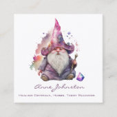 Waterverf Magick Gnome Wizard Paarse Vierkante Visitekaartje (Voorkant)