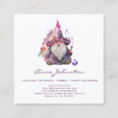 Waterverf Magick Gnome Wizard Paarse Vierkante Visitekaartje (Achterkant)