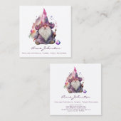 Waterverf Magick Gnome Wizard Paarse Vierkante Visitekaartje (Voorkant / Achterkant)
