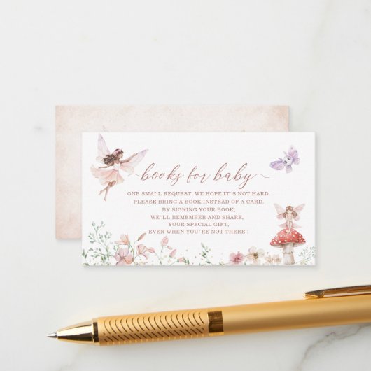 Waterverf Magische Bloemen Fairy Prinses Baby Show Informatiekaartje (Voorkant / Achterkant in situ)