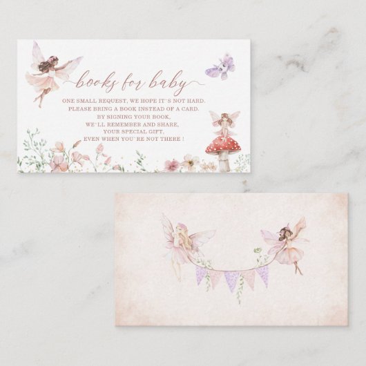 Waterverf Magische Bloemen Fairy Prinses Baby Show Informatiekaartje (Voorkant / Achterkant)