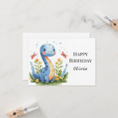 Waterverf Magische Dinosaurus Verjaardag Kaart (Voorkant / Achterkant in situ)