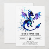 Waterverf Magische Draak Digitale Jongen Verjaarda Kaart (Voorkant / Achterkant)