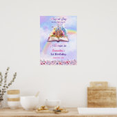 Waterverf magische eenhoorn pastel regenboog verja poster (Keuken)