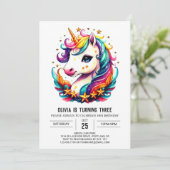 Waterverf Magische Eenhoorn Verjaardag Kaart (Staand voorkant)