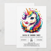 Waterverf Magische Eenhoorn Verjaardag Kaart (Voorkant / Achterkant)