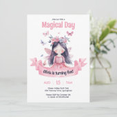 Waterverf Magische Fee Prinses Verjaardagsfeestje Kaart (Staand voorkant)