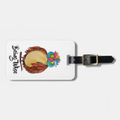 Waterverf Magische Owl met regenboogveren Bagagelabel (Voorkant horizontaal)