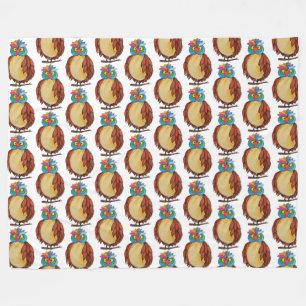 Waterverf Magische Owl met regenboogveren Fleece Deken