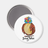 Waterverf Magische Owl met regenboogveren Magneet (Voorkant / Achterkant)