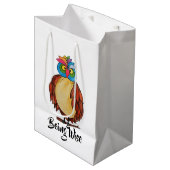 Waterverf Magische Owl met regenboogveren Medium Cadeauzakje (Voorkant Gekanteld)