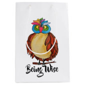 Waterverf Magische Owl met regenboogveren Medium Cadeauzakje (Voorkant)