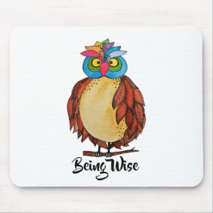 Waterverf Magische Owl met regenboogveren Muismat