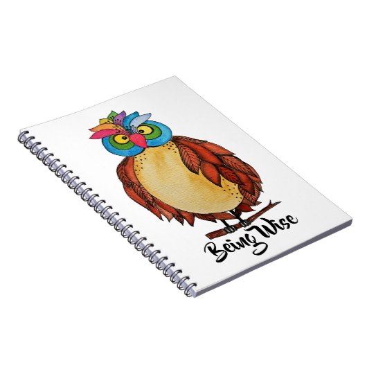 Waterverf Magische Owl met regenboogveren Notitieboek (Rechterzijde)