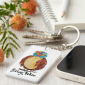 Waterverf Magische Owl met regenboogveren Sleutelhanger (Voorkant Rechts)