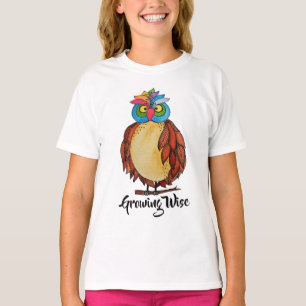 Waterverf Magische Owl met regenboogveren T-shirt