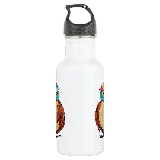 Waterverf Magische Owl met regenboogveren Waterfles (Achterkant)