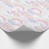 Waterverf Magische regenbogen en wolken Glitter Cadeaupapier (Hoek)