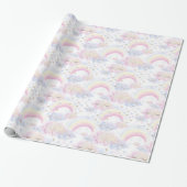 Waterverf Magische regenbogen en wolken Glitter Cadeaupapier (Uitgerold)