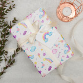 Waterverf Magische Regenboog Eenhoorn Naadloos Inpakpapier Vel