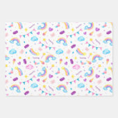 Waterverf Magische Regenboog Eenhoorn Naadloos Inpakpapier Vel (Voorkant 2)