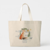 Waterverf magische vos in Winter Wonderland Grote Tote Bag (Achterkant)