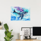 Waterverf magische walvis poster (Thuiskantoor)