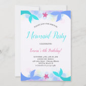 Waterverf Magische Zeemeermin Verjaardagsuitnodigi Kaart (Voorkant)