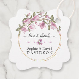 Waterverf Magnolia Bloemen Bloemen Bloemen Gouden  Bedankjes Labels
