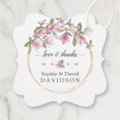 Waterverf Magnolia Bloemen Bloemen Bloemen Gouden  Bedankjes Labels (Achterkant)