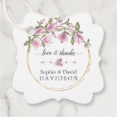 Waterverf Magnolia Bloemen Bloemen Bloemen Gouden  Bedankjes Labels (Voorkant)
